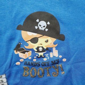 Vintage Oopsy Daisy Tshirt, Hands Off My Booty, Womens, Blue, XL